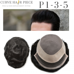 Curve Hair Toupee for Men Welded Lace Front Replacement Durable Mono Base Poly Skin Natural Hairline Hairpieces Natural Black Human Hair System