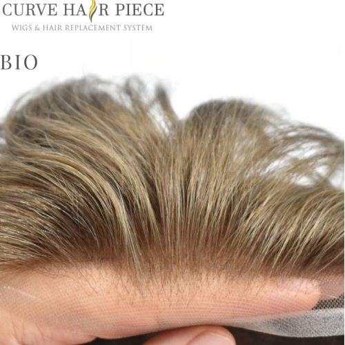 BIO: Custom Hair Units Swiss Lace Mens Toupee Natural Hairline Hair Replacement System Bleach Knots Hairpiece Thin Skin Human Wigs for Men