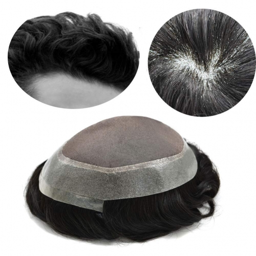 Fine Mono Mens Toupee Remy Virgin Human Hair Thin Skin Hair Replacement System Durable Monofilament Wig Hairpiece for Men