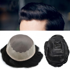 Human Hair Toupee for Men Hair Unit Wig for Men Durable Mono Lace Breathable Hair System Natural Looking Poly Coating  Around Wigs Mens Hairpiece