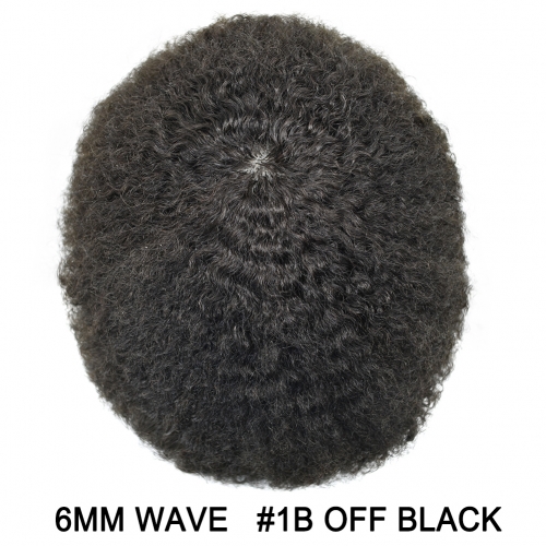 Afro Toupee For Black Men Injected PU Full Thin Skin 100% Human hair Kinky Curly Hair Units African American Mens Hairpieces